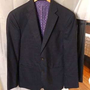 Ted Baker London Blazer 100% Wool Black Suit Jacket Purple Lining Mens 38R